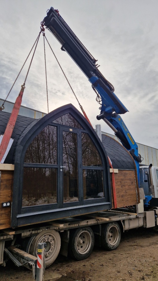 attēls, kurā attēlota koka moduļu māja