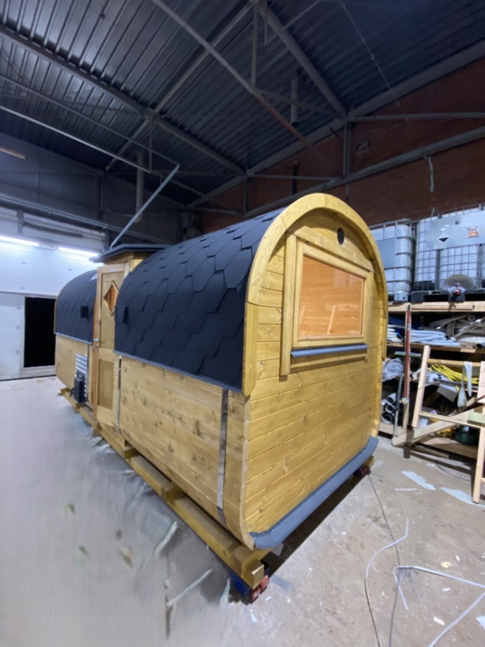 Barrel-shaped sauna for your spa rituals. 4.8m x 2.3m