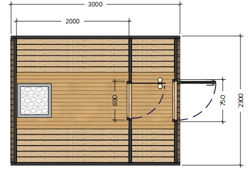 Round barrel sauna with mirror glass window