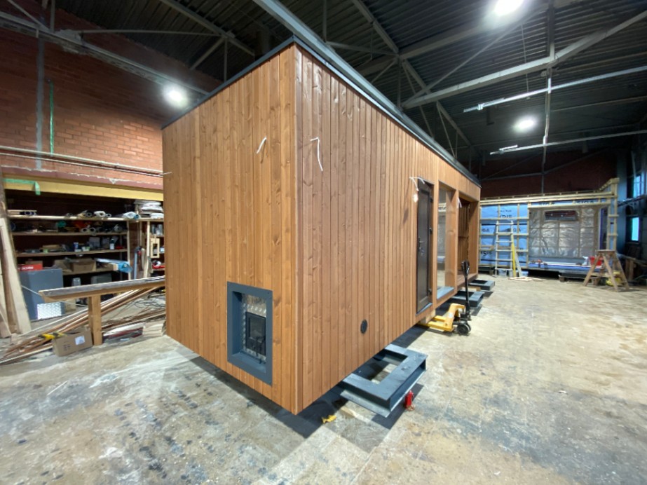 Insulated sauna house with terrace