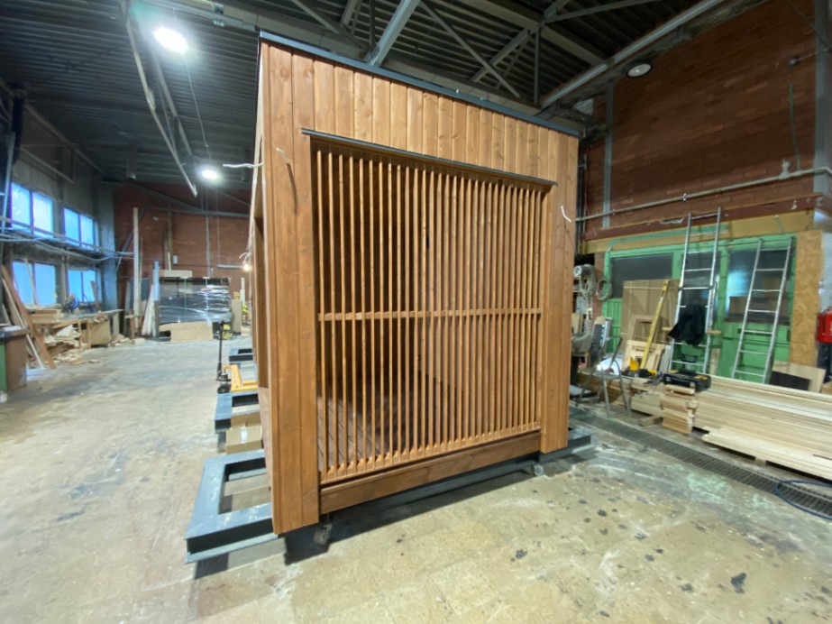 Insulated sauna house with terrace