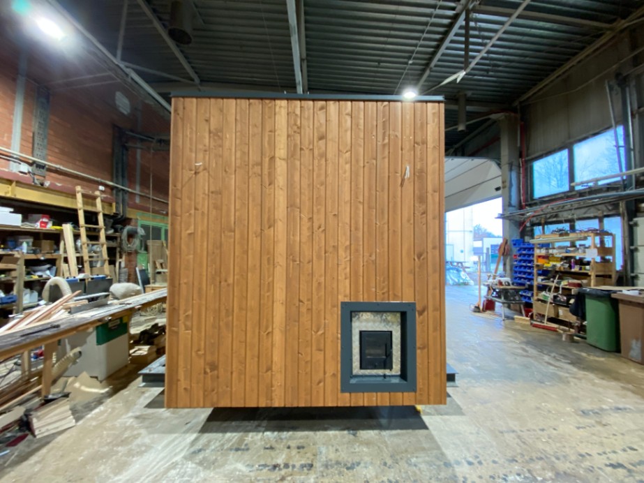 Insulated sauna house with terrace