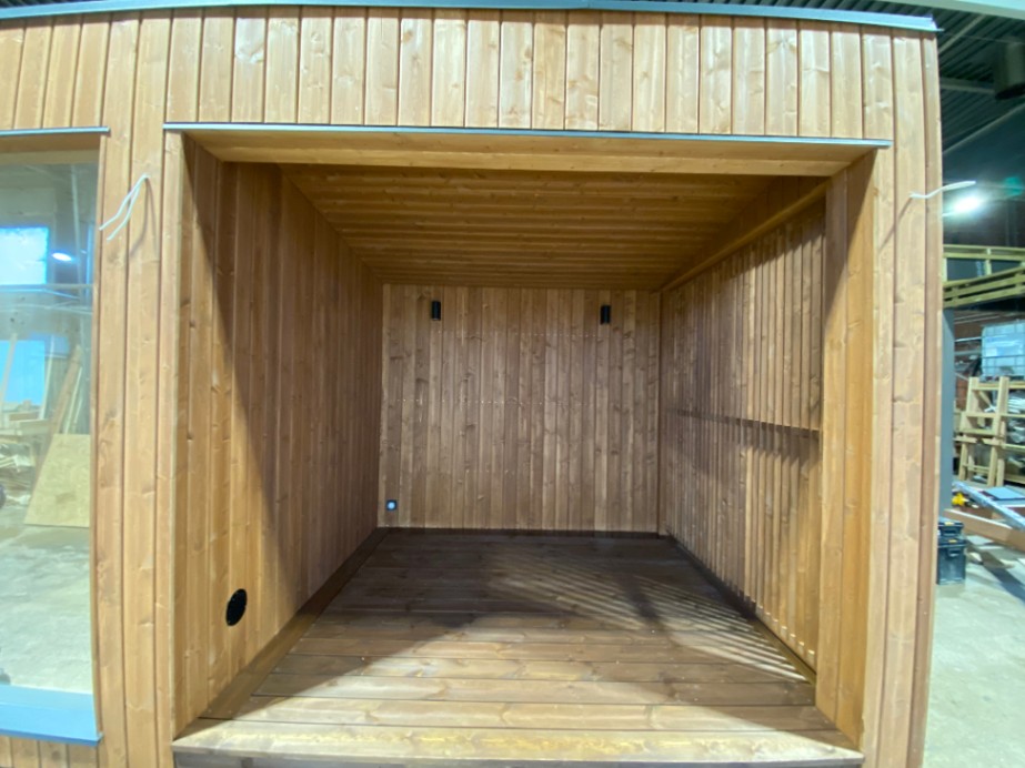 Insulated sauna house with terrace