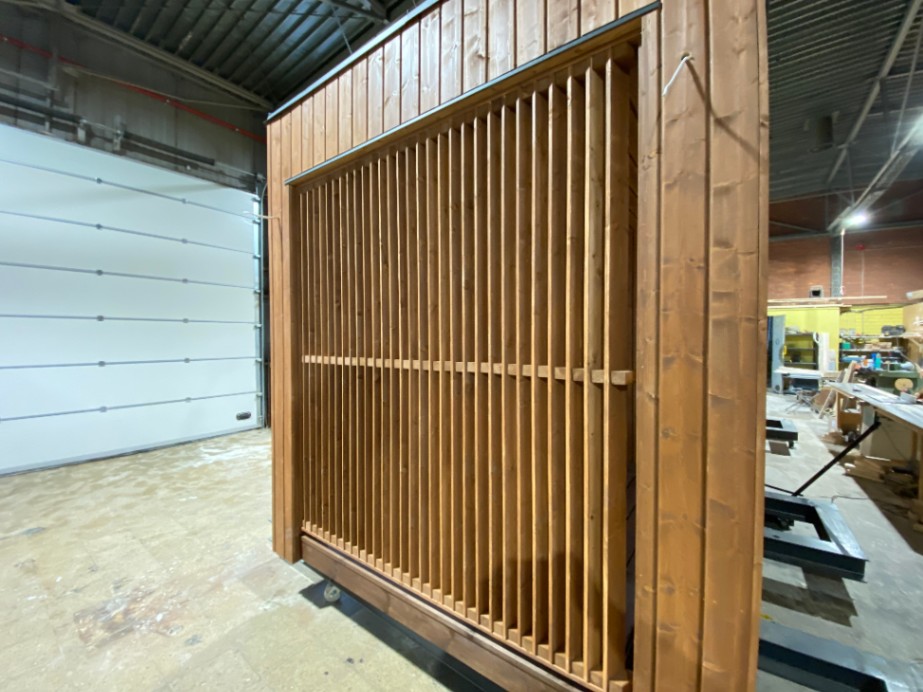 Insulated sauna house with terrace