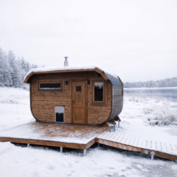 attēls, kurā attēlota koka moduļu māja